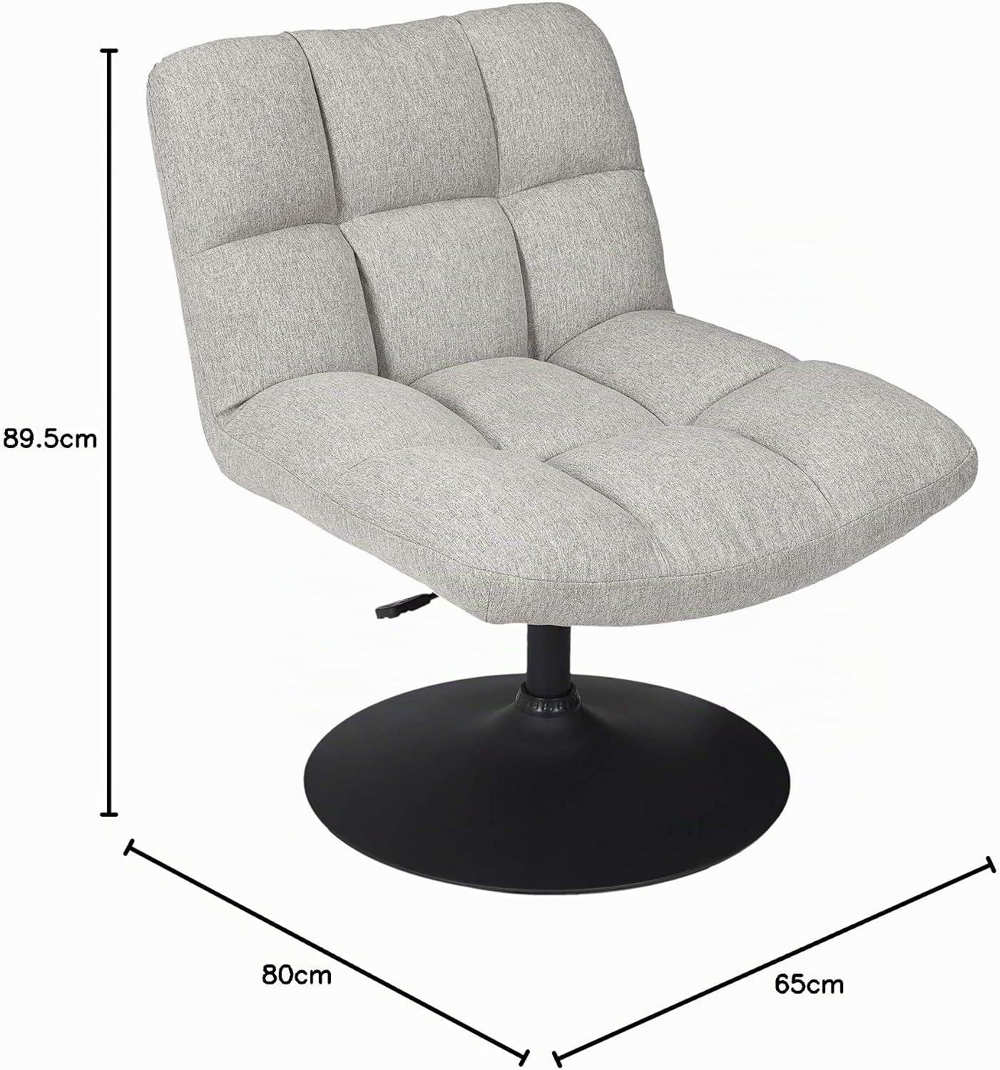Fauteuil Pivotant Reglable Siege Salon Salle À Manger Bois Tissu Gris Hd7149 80 X 79,5-89,5 X 65 cm