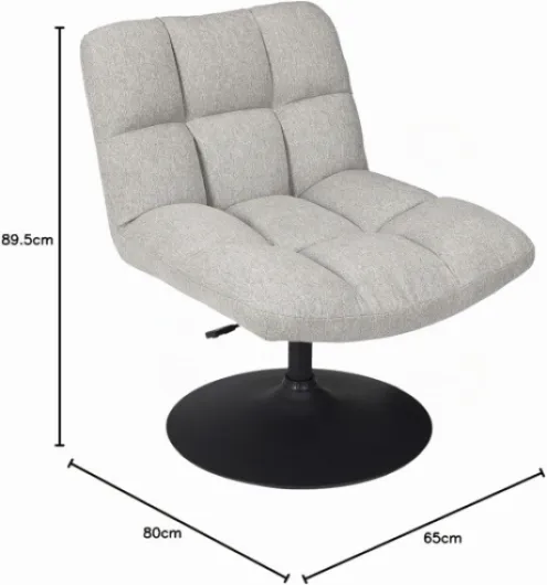 Fauteuil Pivotant Reglable Siege Salon Salle À Manger Bois Tissu Gris Hd7149 80 X 79,5-89,5 X 65 cm