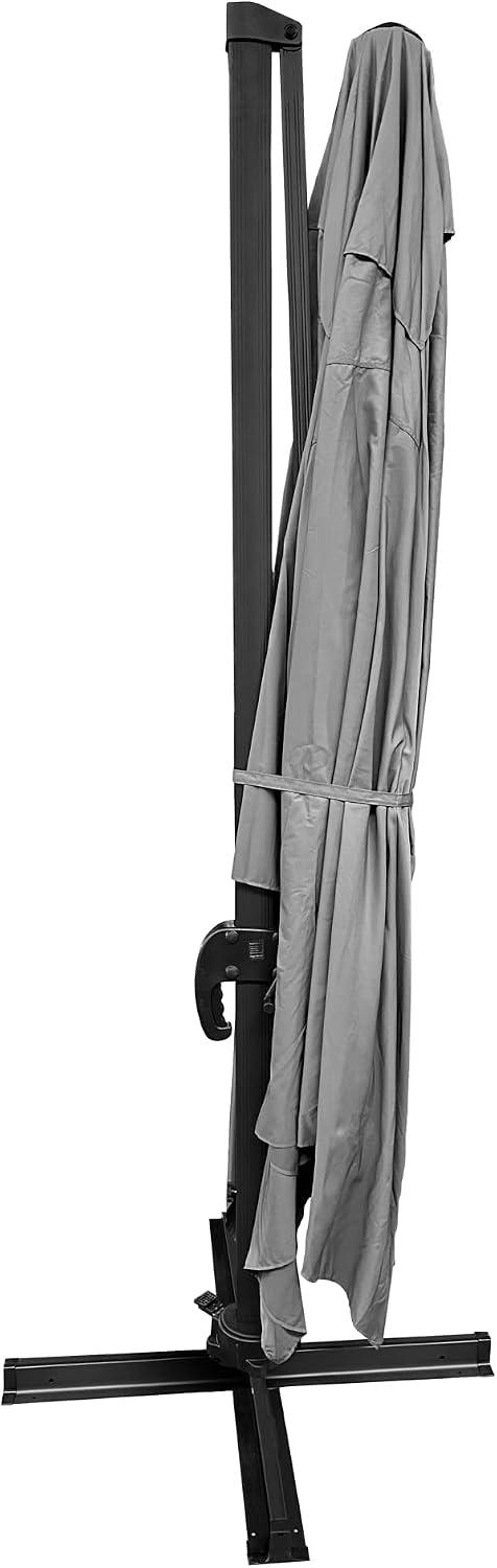 Parasol déporté Molokai rectangulaire 3x4m Gris avec manivelle - Parasol déporté inclinable, Rabattable et Rotatif.