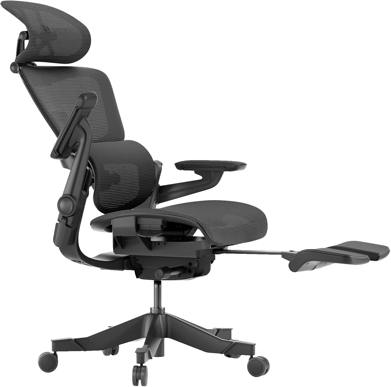 H1 Pro V2 Chaise de Bureau Ergonomique avec Repose Pied, Support Lombaire 3D, Fauteuil de Bureau Ergonomique Pliable, Accoudoirs 5D, Siege de Bureau Inclinable 136° (Noir, Hauteur Standard)