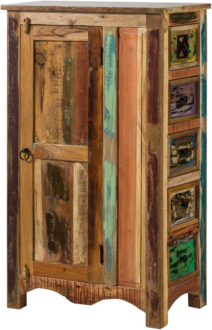 MASSIVMOEBEL24.DE Commode - Bois Massif recyclé Multicolore laqué - Inspiration Ethnique - Nature of Spirit #58