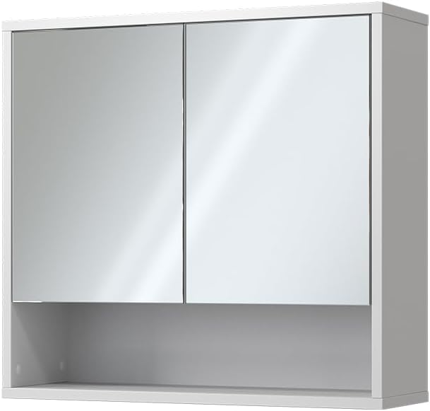 Armoire de Toilette Eliza, Blanc, 70x65cm avec 2 Portes
