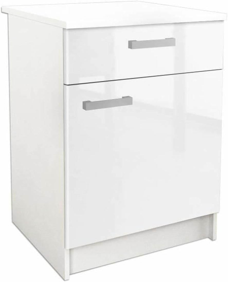 Start Caisson Bas de Cuisine 60 cm - Blanc Haute Brillance