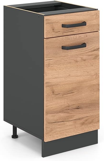 Meuble Cuisine R-Line, Chêne de Force doré/Anthracite, 40 cm sans Plan de Travail