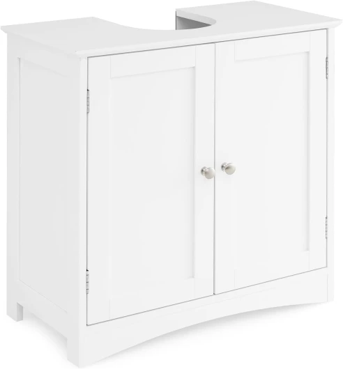 Meuble sous Lavabo, Meuble de Salle de Bain avec Placard à 2 Portes, Œillet L19 x P22 cm, Meuble sous Vasque, Meuble sous Evier Économiseur d'Espace, Blanc
