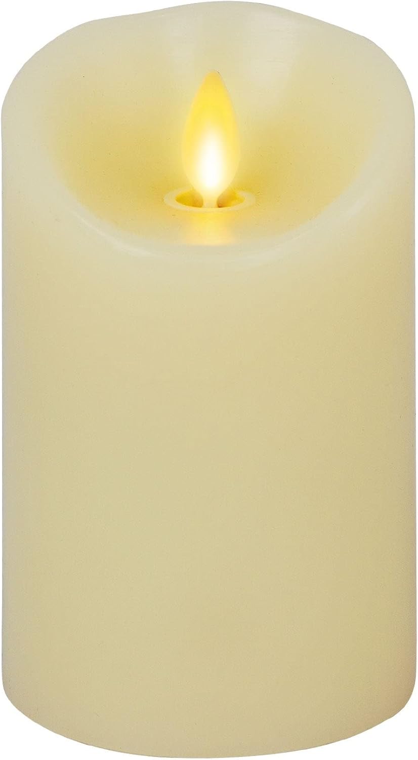 Luminara Bougie LED réaliste à bords festonnés avec finition lisse - Parfum vanille miel - Ivoire - 20,3 cm de large x 30,5 cm de haut