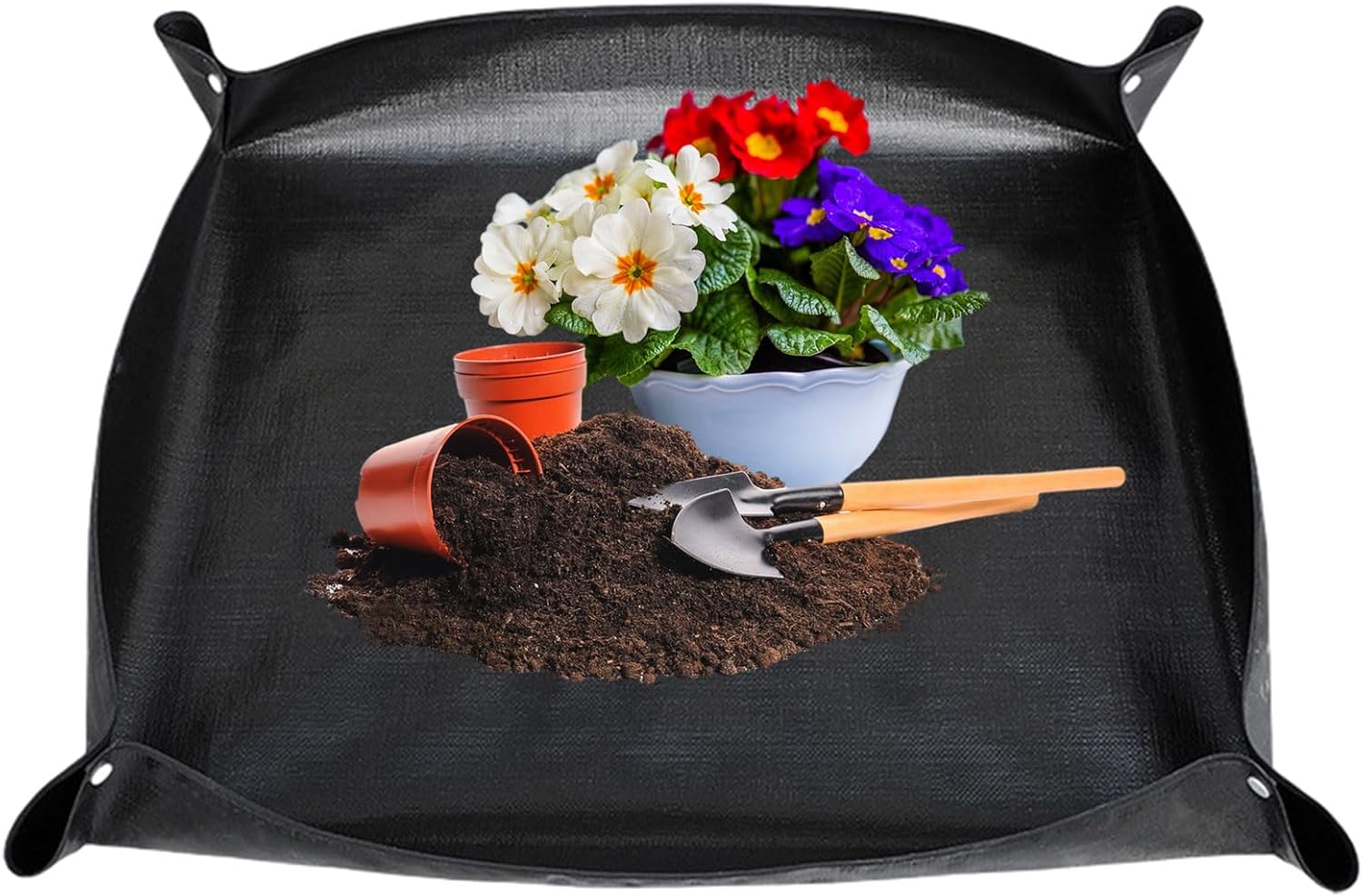 Tapis de Jardinage Imperméable, 100x100 cm Noir Tapis de Rempotage, Tapis de Plantation en Matériau PE, Tapis Jardin Pliable, Tapis de Transplantation pour Rempotage, Semis