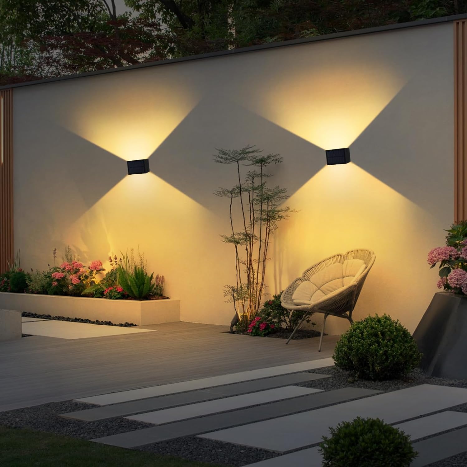 T-SUN 2 Pièces Applique Murale Extérieur 3000K Lumière Chaude Lampe Solaire Murale Exterieur Applique Murale Solaire Vintage, Réglable Up Down Lumière Solaire étanche IP65 pour Jardin Mur Clôture