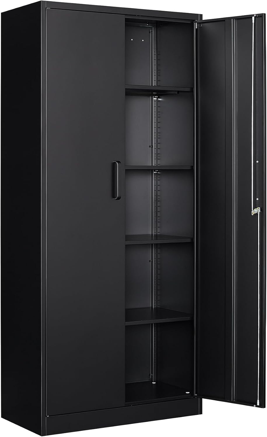 Armoire Bureau métal Meuble de Rangement Bureau Armoire à Outils en Acier Placard Étagères Réglables Armoire de Rangement Placard Polyvalentpour Garage Bureau 170 x 78 x 39 cm Noir