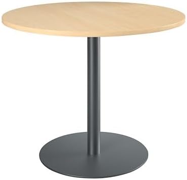 Generic Table Ronde 100 cm Plateau hêtre piètement Colonne Essens (Anthracite), NCI12004470