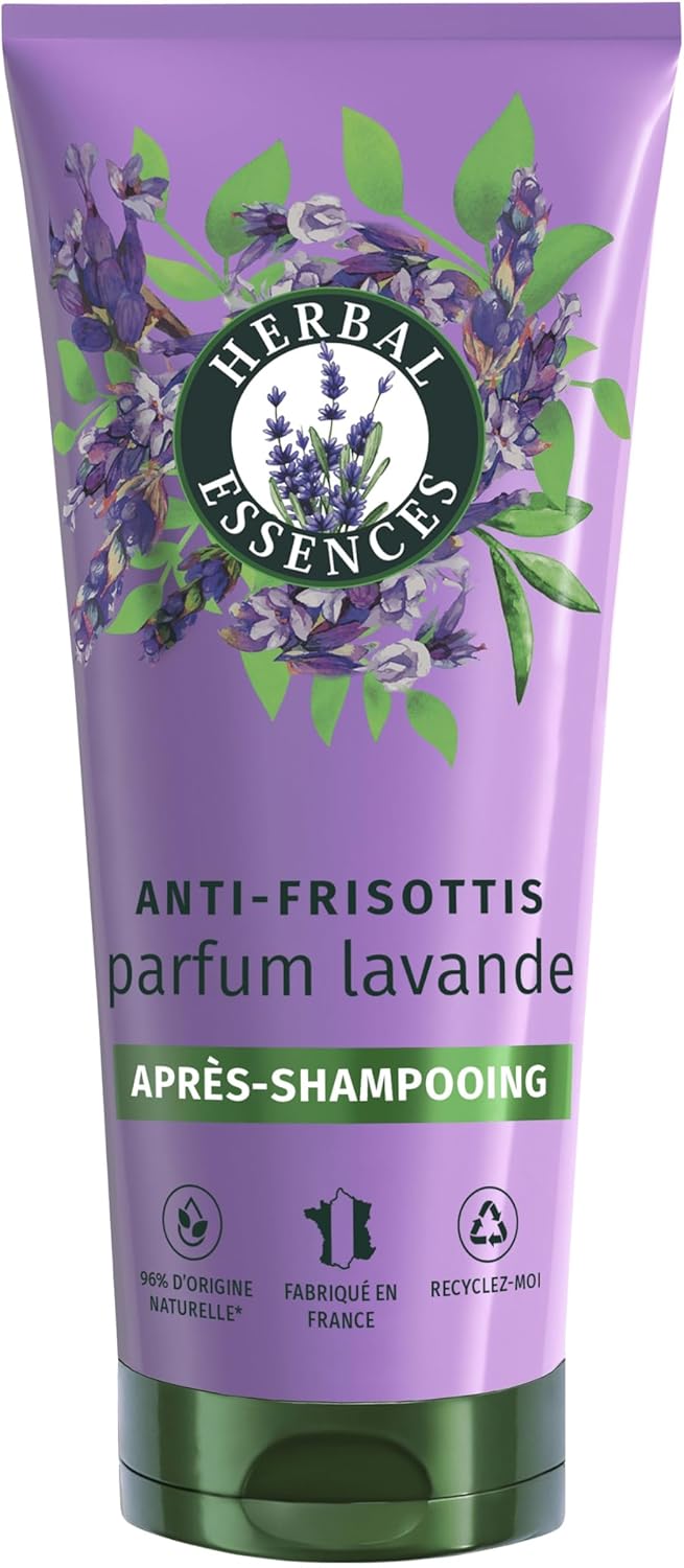 Herbal Essences Anti-Frisottis Après-Shampoing Parfum Lavande 200ml, Pour Démêler, Nourrir Et Lisser Les Cheveux Frisés, Ingrédients d'Origine Naturelle*, Végan Et Non Testé sur les Animaux