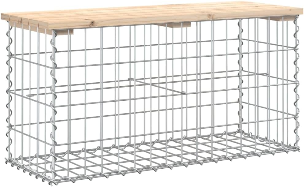 Banc de Jardin Design de Gabion 83x31,5x42cm Bois Massif de pin