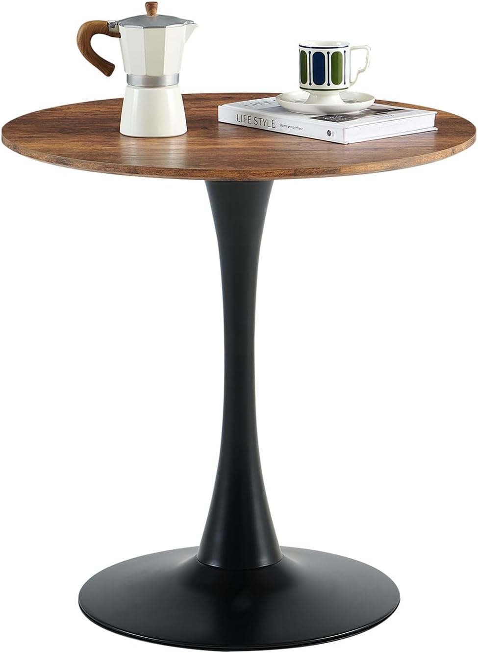 Buybyroom Table Ronde Moderne de Salle à Manger - Diamètre 70 cm pour Cuisine/Salon/Balcon - Marron Style Vintage