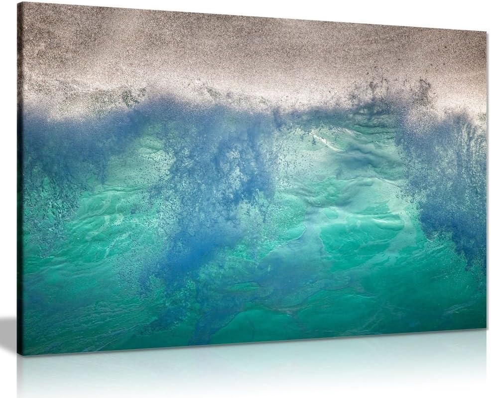 Impression sur toile - Décoration murale abstraite - Plage et vagues - Turquoise, A2 61x41 cm (24x16in)