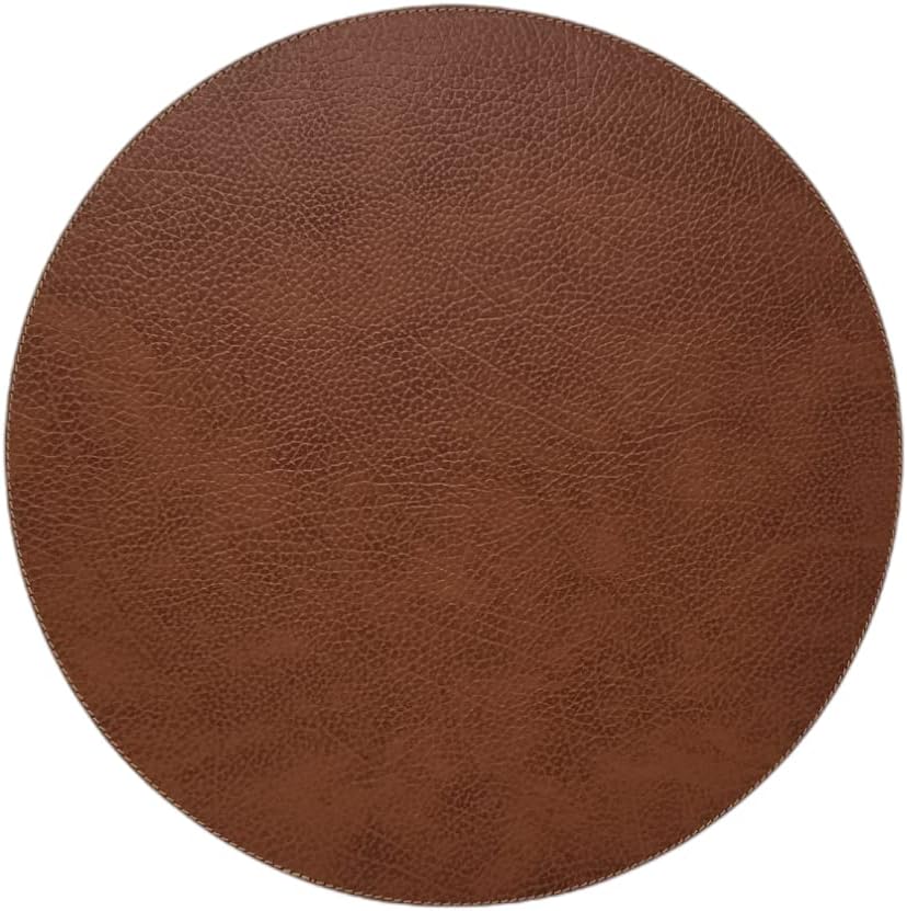 Set de table (1 pièce), set de table, nappe ronde, 33 cm, cuir recyclé (marron sale)