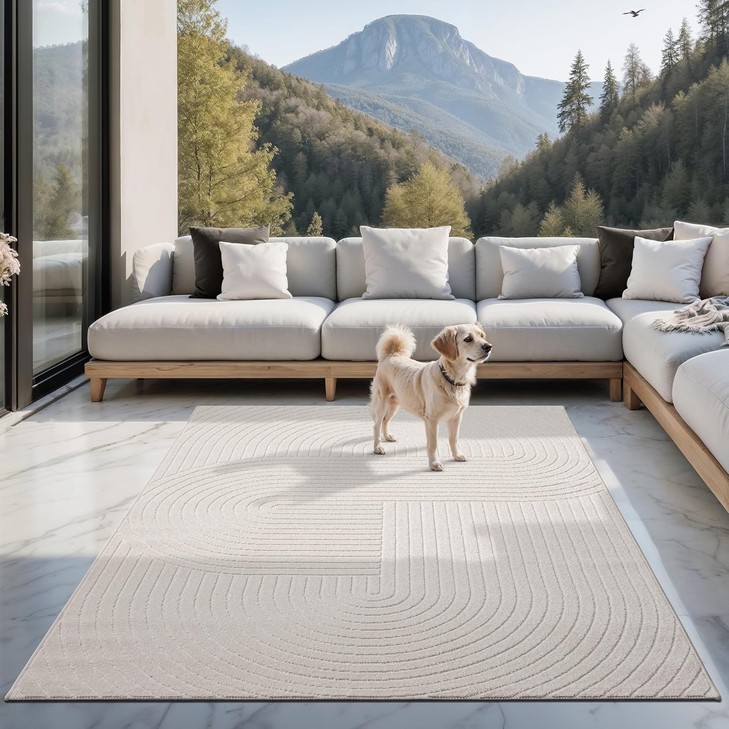 The carpet Santo Plus Tapis Moderne pour Salon, Chambre à Coucher, crème, Tapis bohème, 80 x 250 cm, en polypropylène