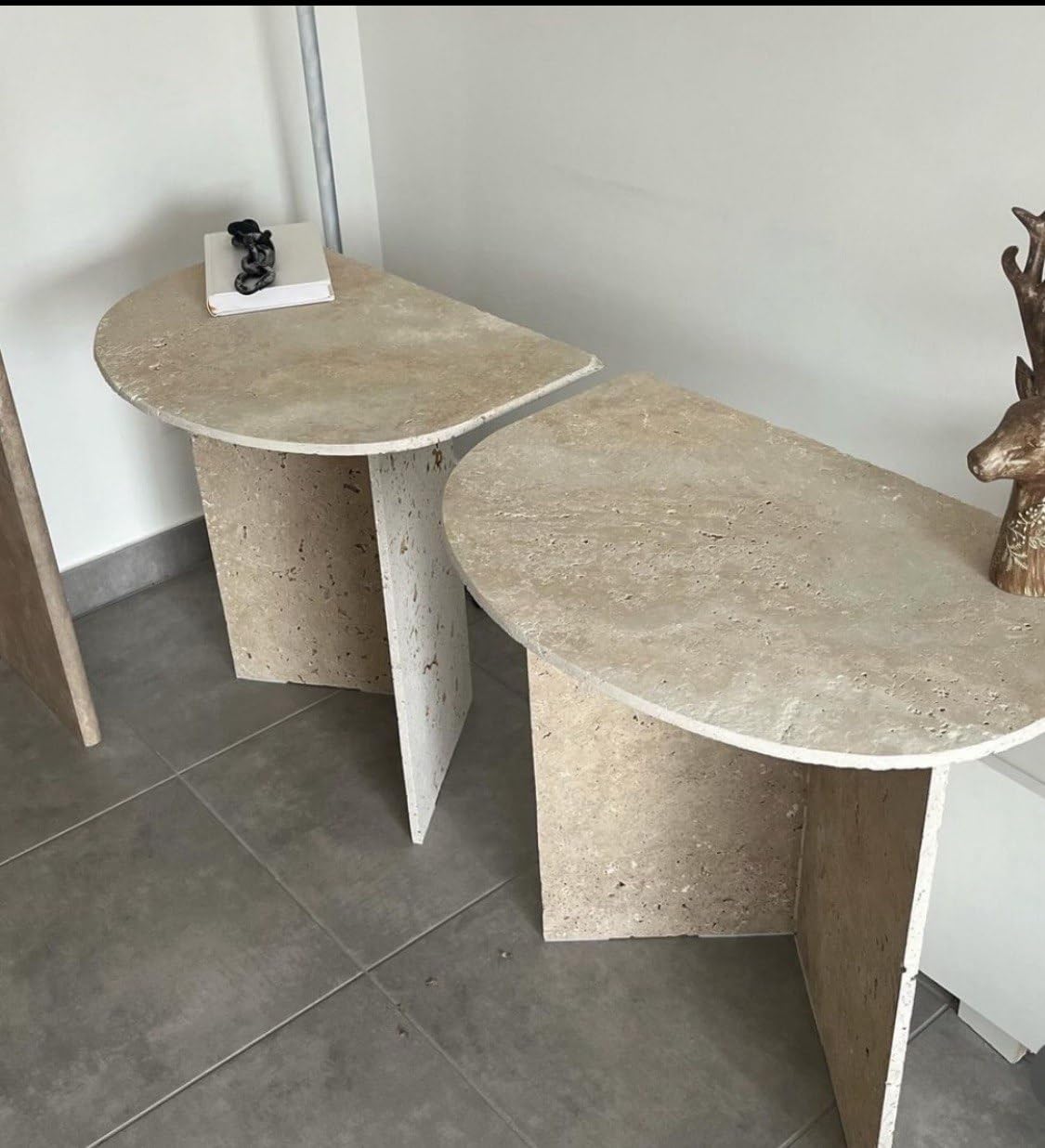 Table de chevet travertin