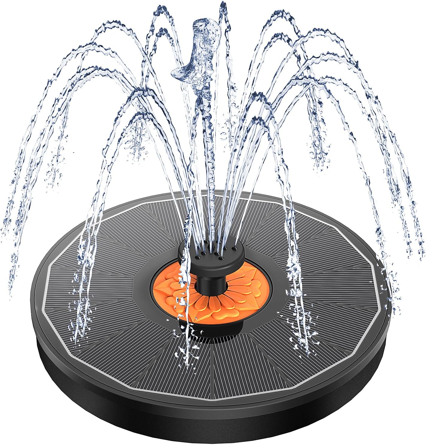 Yzert Fontaine Solaire 3.5W, Extérieur Flottante Pompe Bassin Solaire Pas de Batterie, 2024 Fontaine Solaire Verre avec 7 Buses & 4 Tiges Fixes pour Bain d'oiseaux Aquarium Jardin Fontaine (Noir)