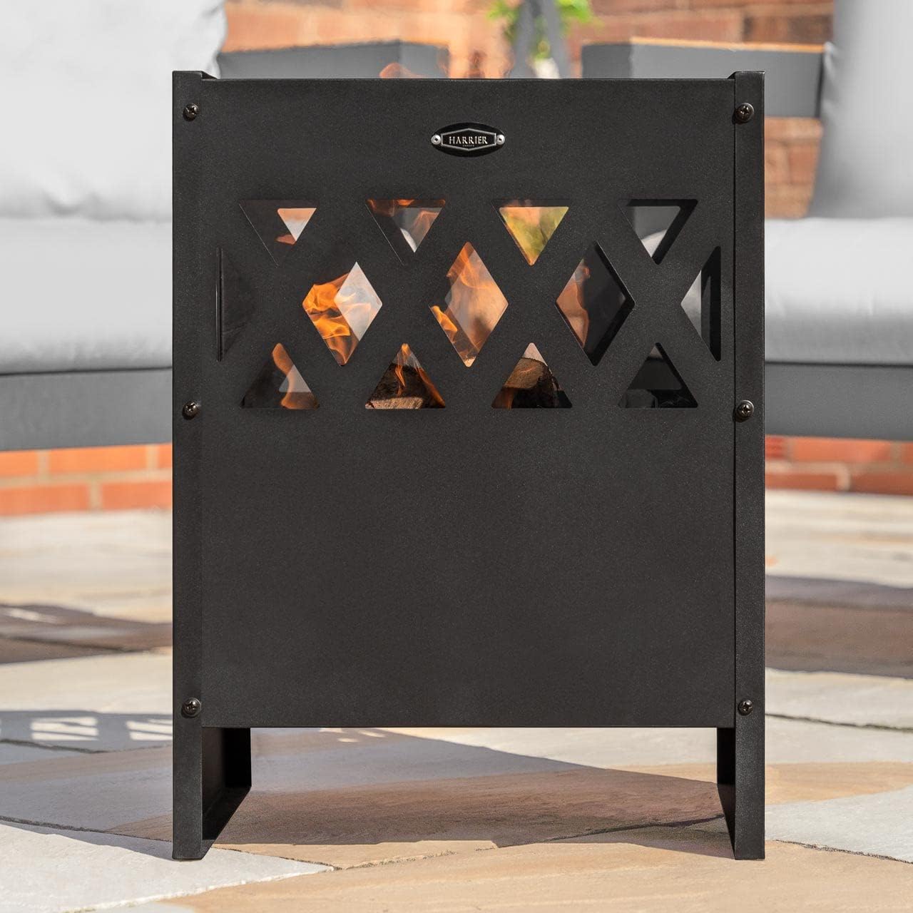 Harrier Braseros d'Extérieur [5X Styles] - Foyers de Jardin - Grille Barbecue en Option (Brasero Seul, Brasero Carré [40 cm])