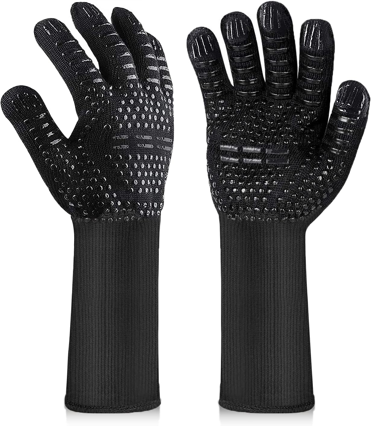Gants de Barbecue, OUTDOUSE Gants Four Résistant à la Chaleur, Gants Cuisine Résistant à la Chaleur et Antidérapants BBQ, Gril, Cuisson au Four, Cheminée, Noir