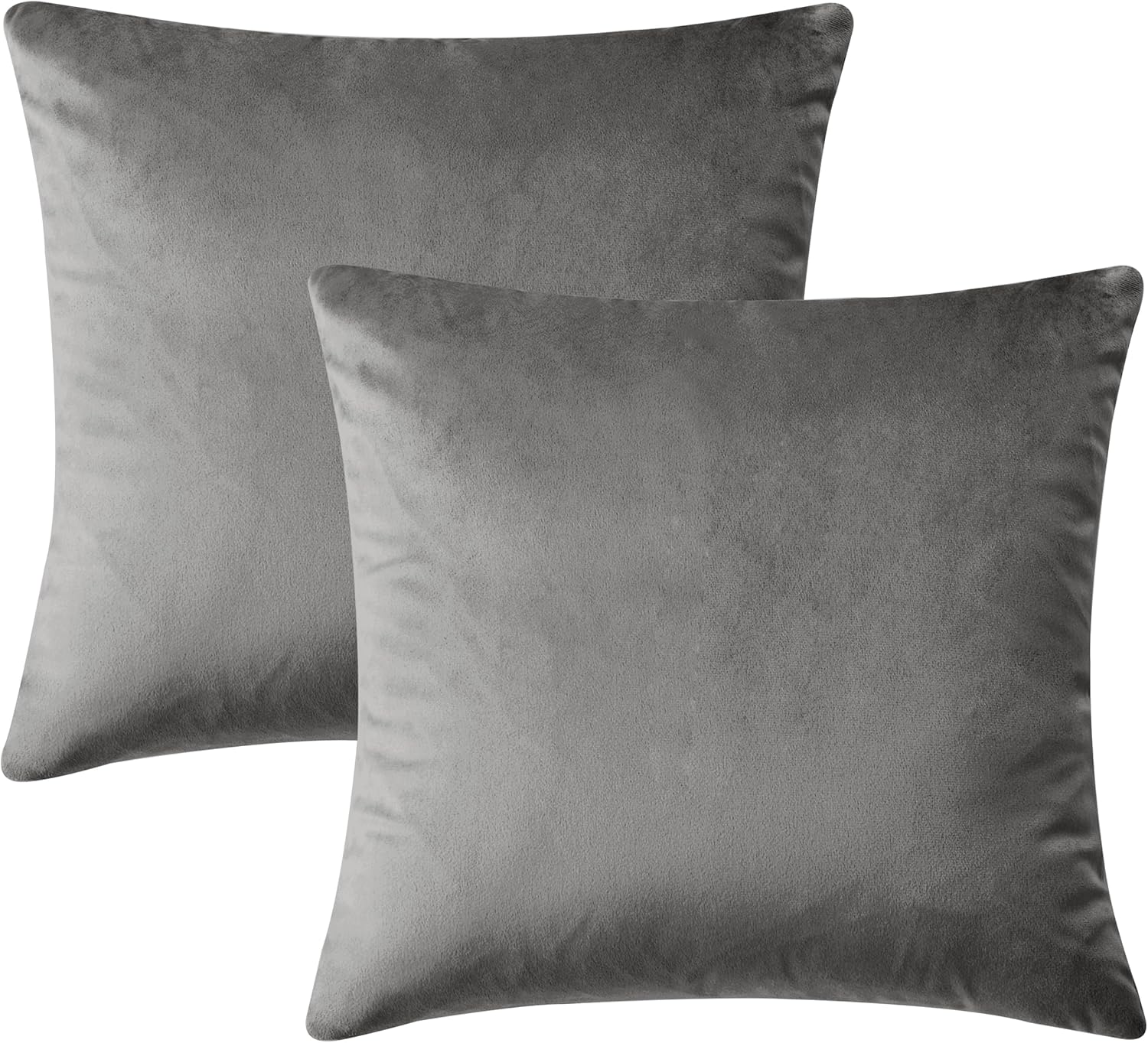 Hafaa Housses de Coussin 45x45 Lot de 2 Taie d'oreiller Carré Doux et Moderne Coussins Gris en Velours Décoratif Canapé Super Lisse Doux Confortable Taie d'oreiller