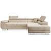 Canapé d'angle Droit Convertible Marius Velours côtelé Beige