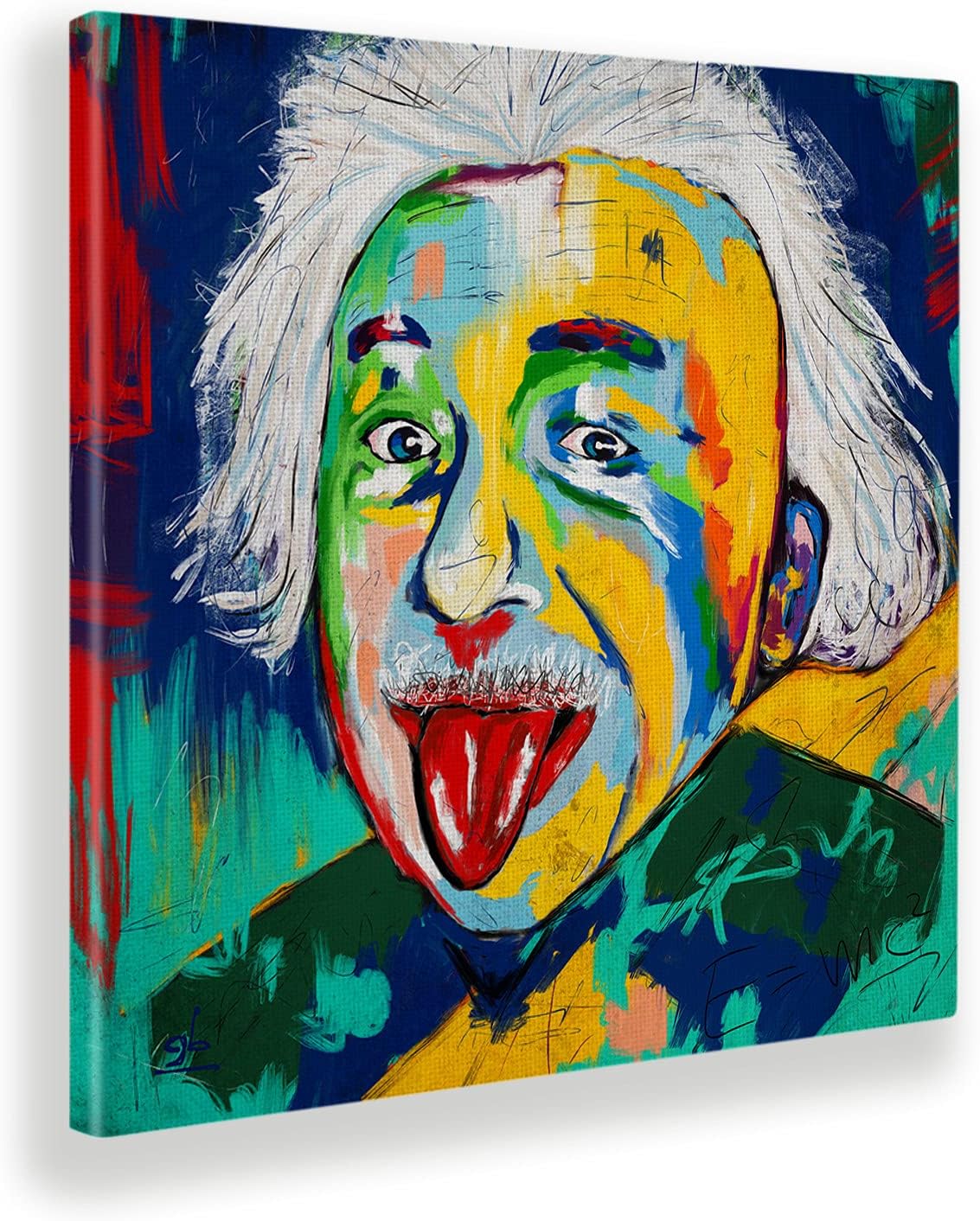 Cadre déjà encadré - Impression sur Toile Canvas - Einstein- Tableaux Modernes pour Meubles de Maison - Différentes Tailles XXL - 100x100 cm