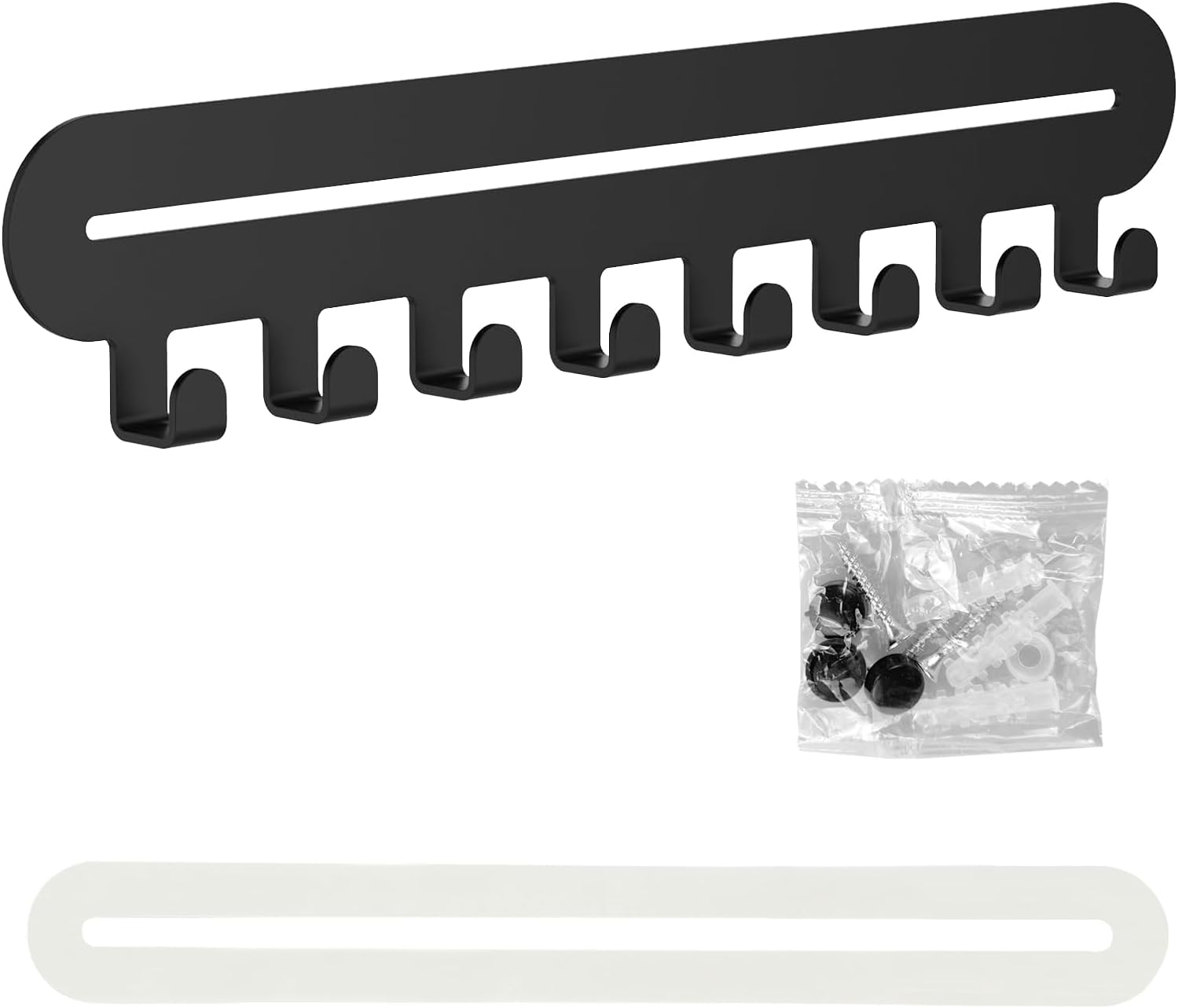 Gentpovth Porte Clef Mural avec 8 Crochets, rangement en métal pour clés, décoration murale Home, Porte a Clefs Murale pour Ranger les Petits Objets Tels que les Clés Dans L'entrée(Noir)