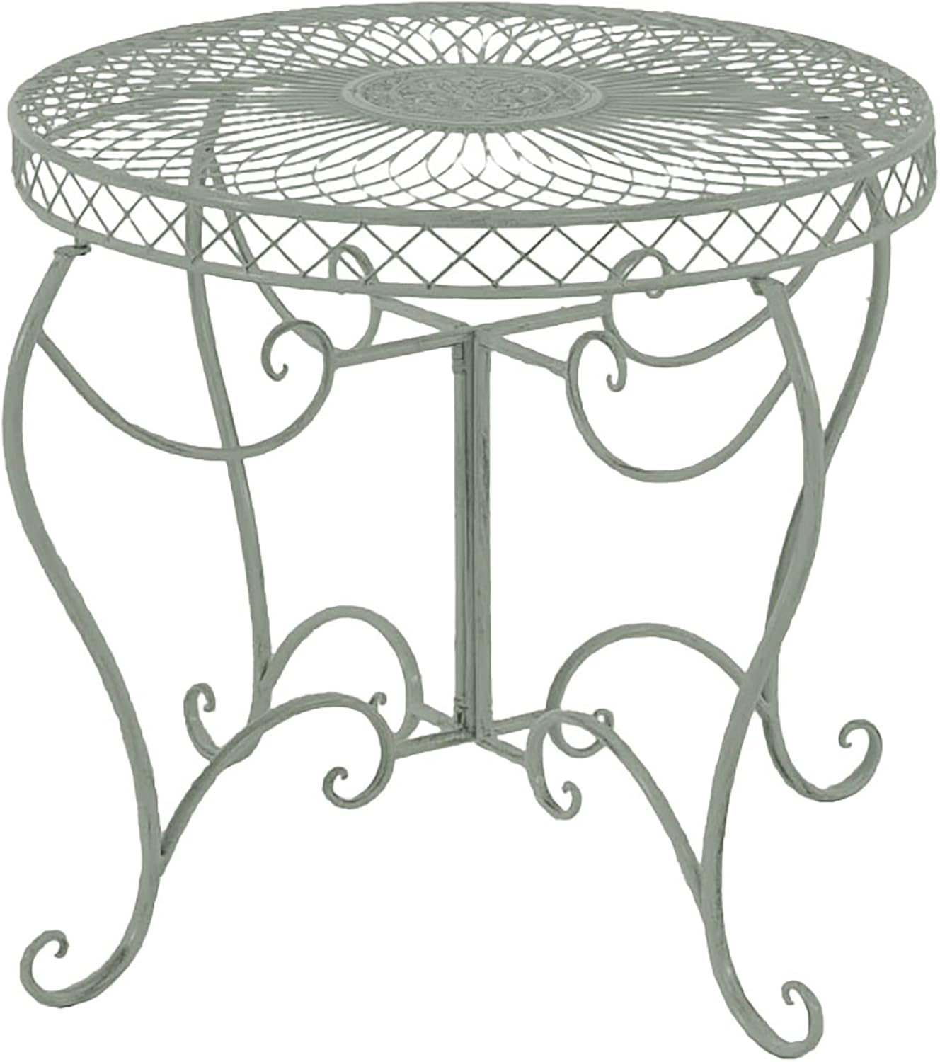 Table Ronde de Jardin Sheela- Table de Jardin Design en Fer Forgé - Table de Terrasse Style Antique avec Diamètre Ø 76 cm - Meuble de Jard, Couleur:Vert Antique