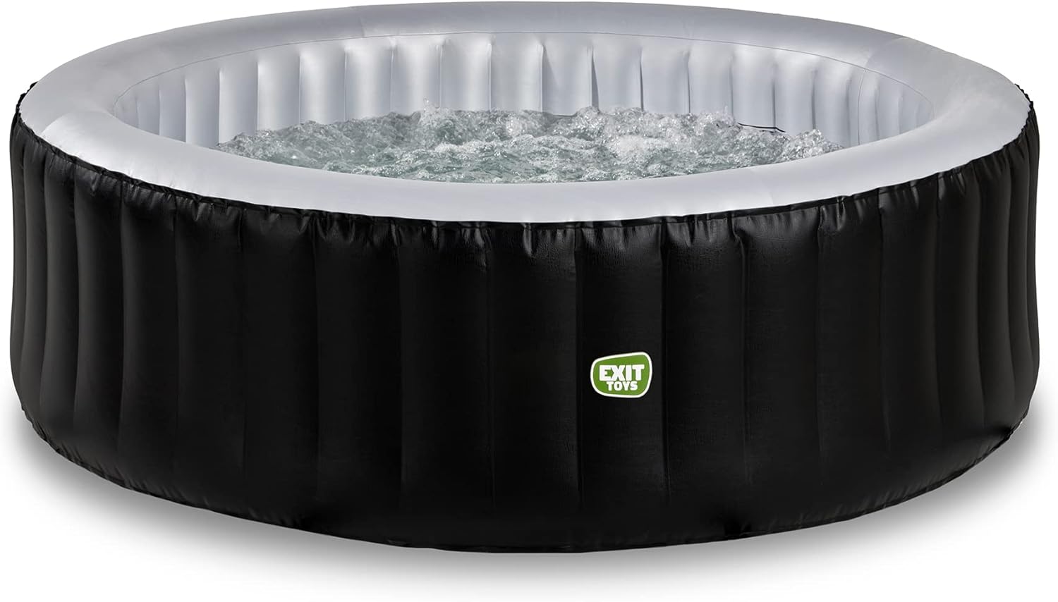 Silver Classic Spa - ø204x65cm - Spa Gonflable Extérieur - pour 4 Personnes - Inclus Chauffage, Pompe Filtrante et Bâche de Protection Isolante - 140 Jets d'air Puissants - Noir