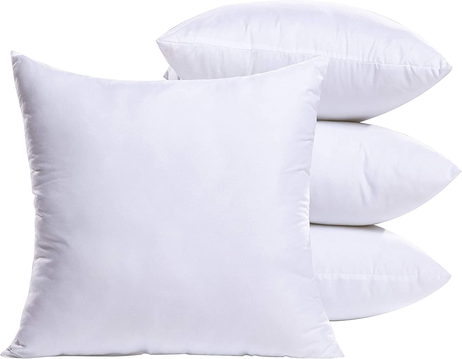 Lot de 4 Coussins de Garnissage 45x45 cm Decoratifs pour Canapes, Oreillers Carrés Blanc 45x45 sans Housse, Intérieur Coussin Salon, Rembourrage Coussin