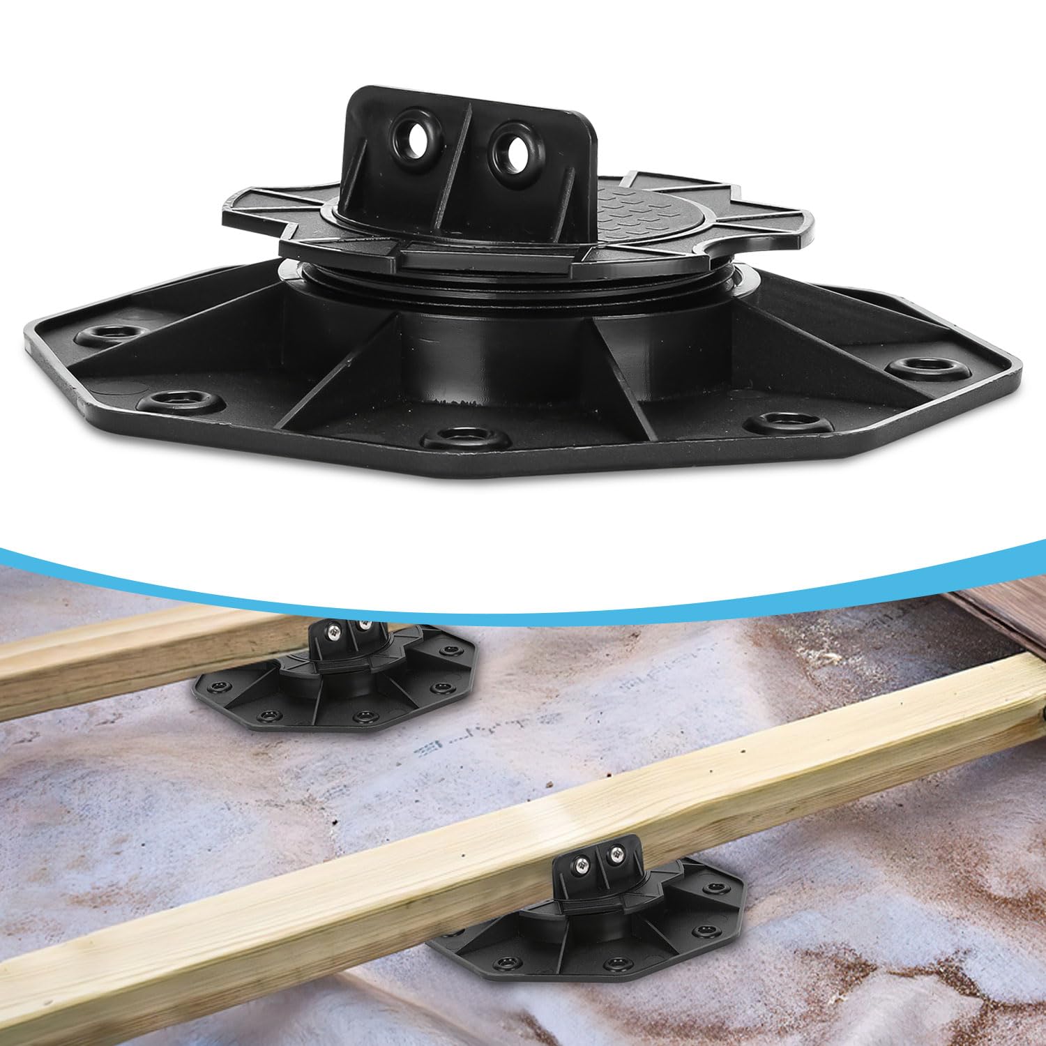 Jiubiaz Lot de 50 plots d'équilibrage de hauteur 18 à 140 mm - Hauteur au choix - Pieds réglables - Pour lames de terrasse - Bois WPC - Dimensions : 18-30 mm