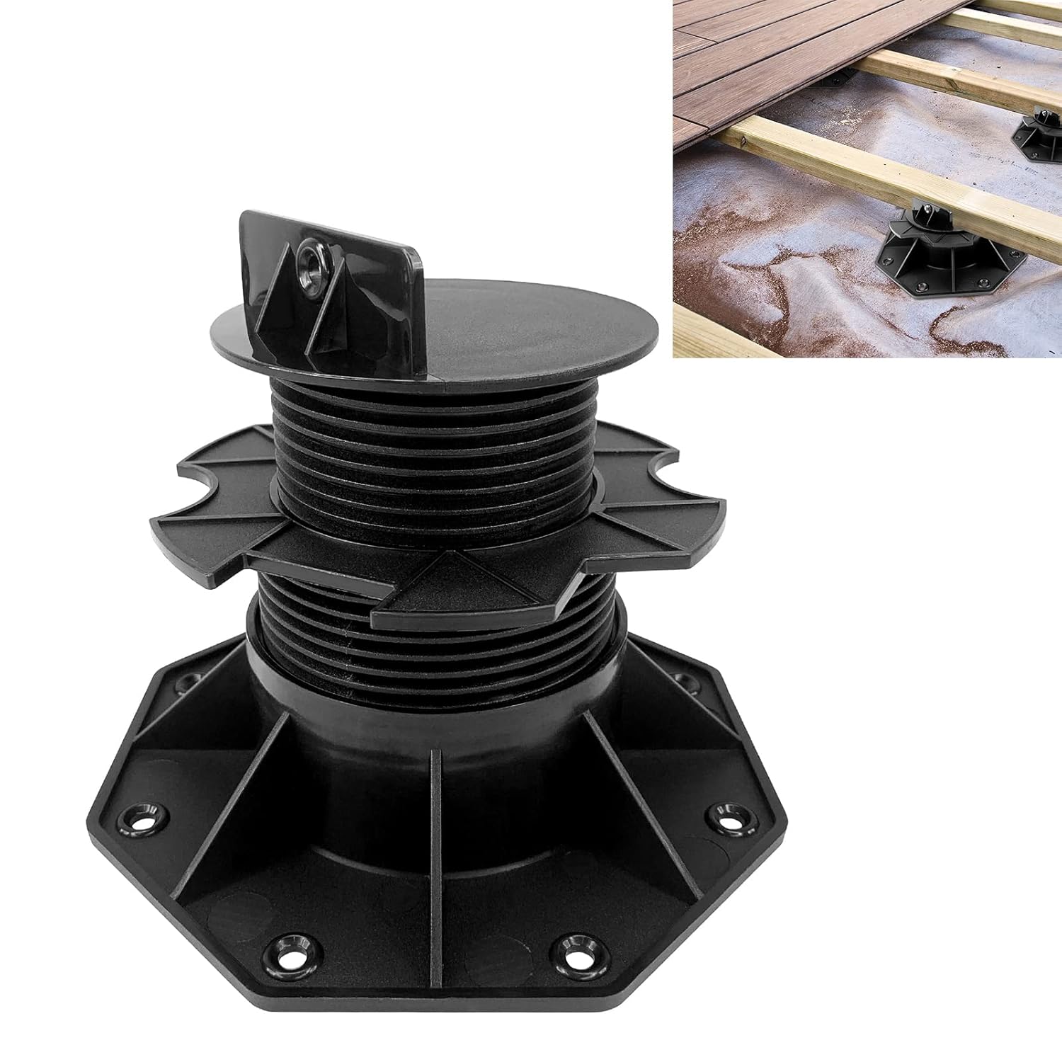 YRHome Lot de 10 plots réglables en hauteur - 30 à 60 mm - Pieds réglables - Pour lames de terrasse, sous-structure, bois WPC, plastique, BPC (30-60 mm)