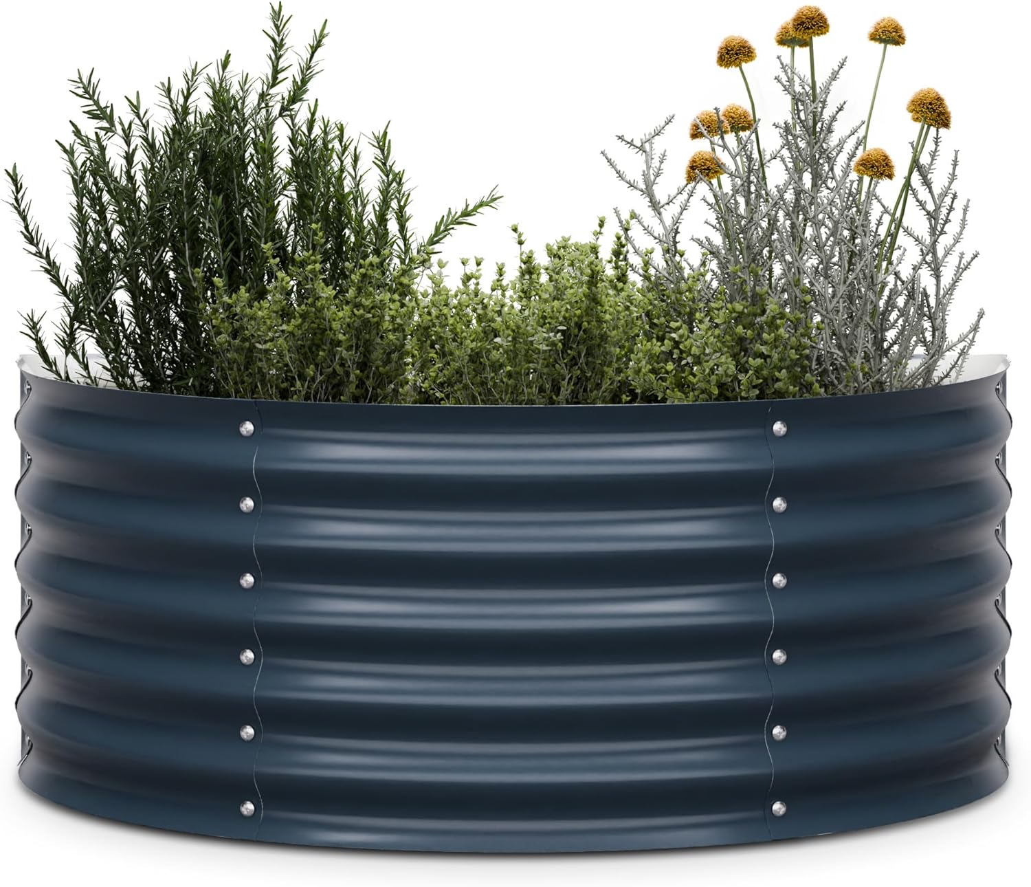 Jardinière Surélevée High Grow Demi-Cercle, 200L en Acier Galvalume Antirouille & Gel, Design Ergonomique 43cm, Montage Facile – pour Fleurs & Légumes