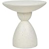 Table d'Appoint Effet Terrazzo Forme Contournée Ronde 52 cm Résistant Blanc Cassé Caffi