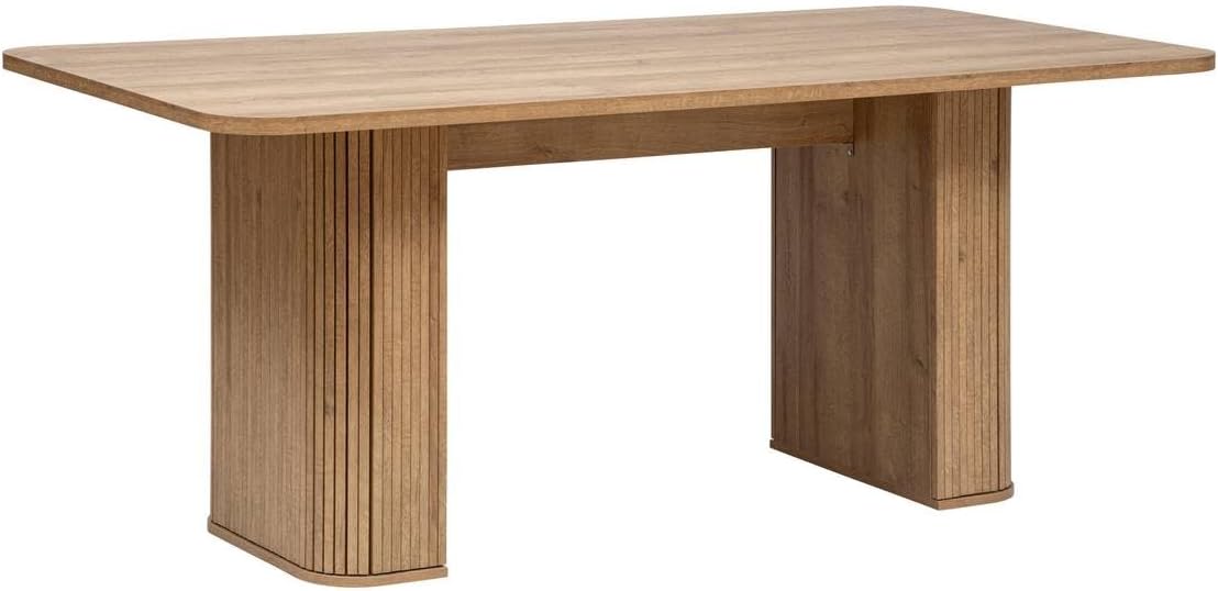 Atmosphera Créateur d'Intérieur - Table à Manger Colva Effet Bois - 6 Personnes - Rectangulaire Angles Arrondis - Protecteur de Sol - L180cm x H75cm
