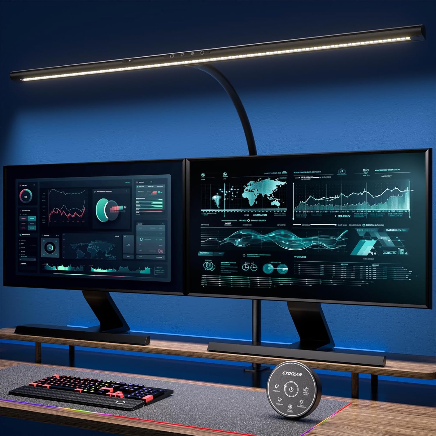 EYOCEAN Lampe de Bureau LED et Télécommande, 24 W 80 cm,Lampe de Moniteur à Intensité Variable, Lampe Lumière du Jour Pour les Travailleurs de Bureau