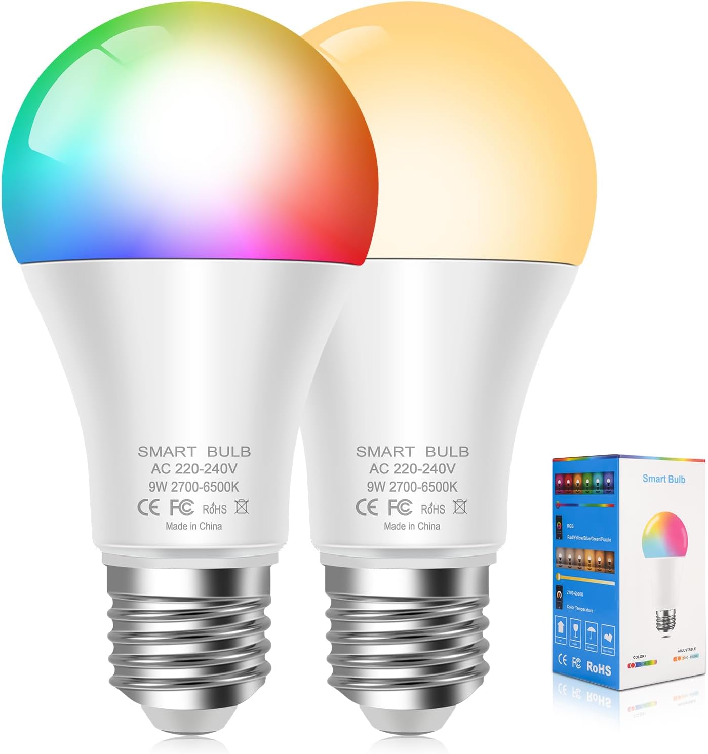 YIIFELL Ampoule Connectée WiFi, Dimmable Ampoule LED E27 Fonctionne avec Alexa, Google Assistant Home App[Classe énergétique A]