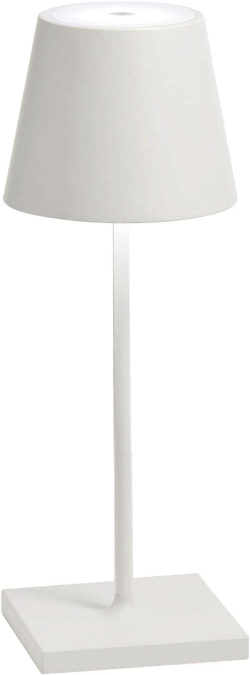 , Lampe Poldina Pro Mini, Lampe de Table Rechargeable et Sans Fil avec Contrôle Tactile, Utilisable également comme Lampe d'Extérieur, Dimmer 2200-3000 K, Hauteur 30 cm, Couleur Blanc
