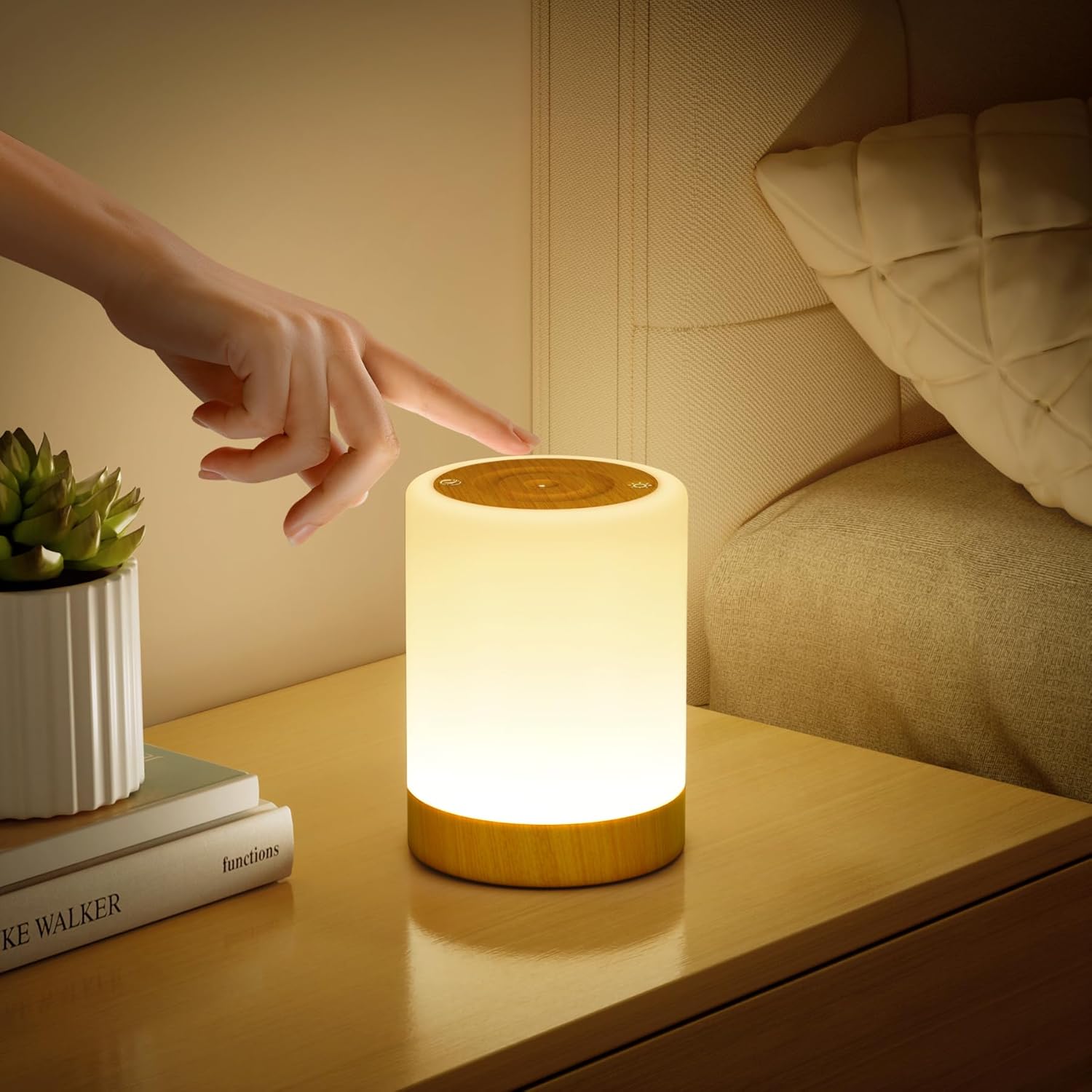 Lampe de chevet tactile à intensité variable, 4 modes & 256 couleurs RVB Changement LED veilleuse enfants, Lampe d'allaitement rechargeable par USB, Lampe de table sans fil pour la chambre