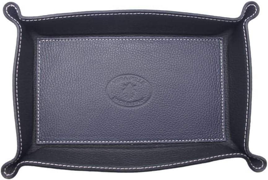 FrasiBags Vide-poches en cuir véritable fabriqué en Italie, plateau de rangement d'entrée, vide poches d'entrée, vide-poches design moderne en cuir rectangulaire grand (bleu)