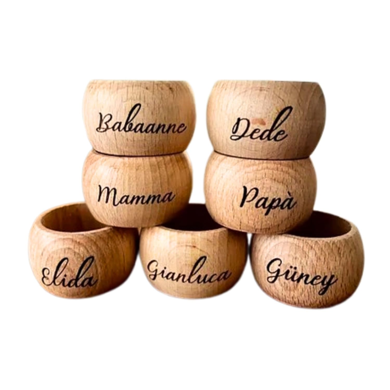 Rond de serviette en bois personnalisé prénom, anneau personnalisé en bois décoration de table, Art de la table, Cadeau Noël, Anniversaire et Mariage