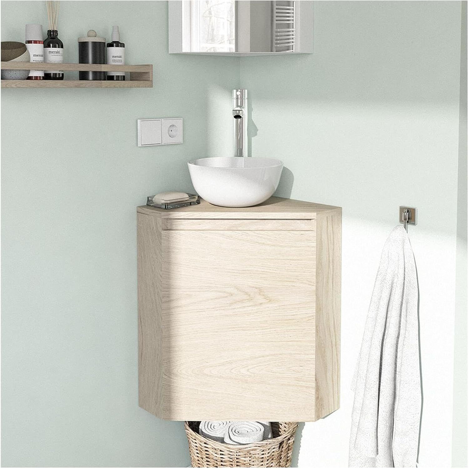 Meuble Lave-Mains d'angle Sorrento + Vasque + Robinet