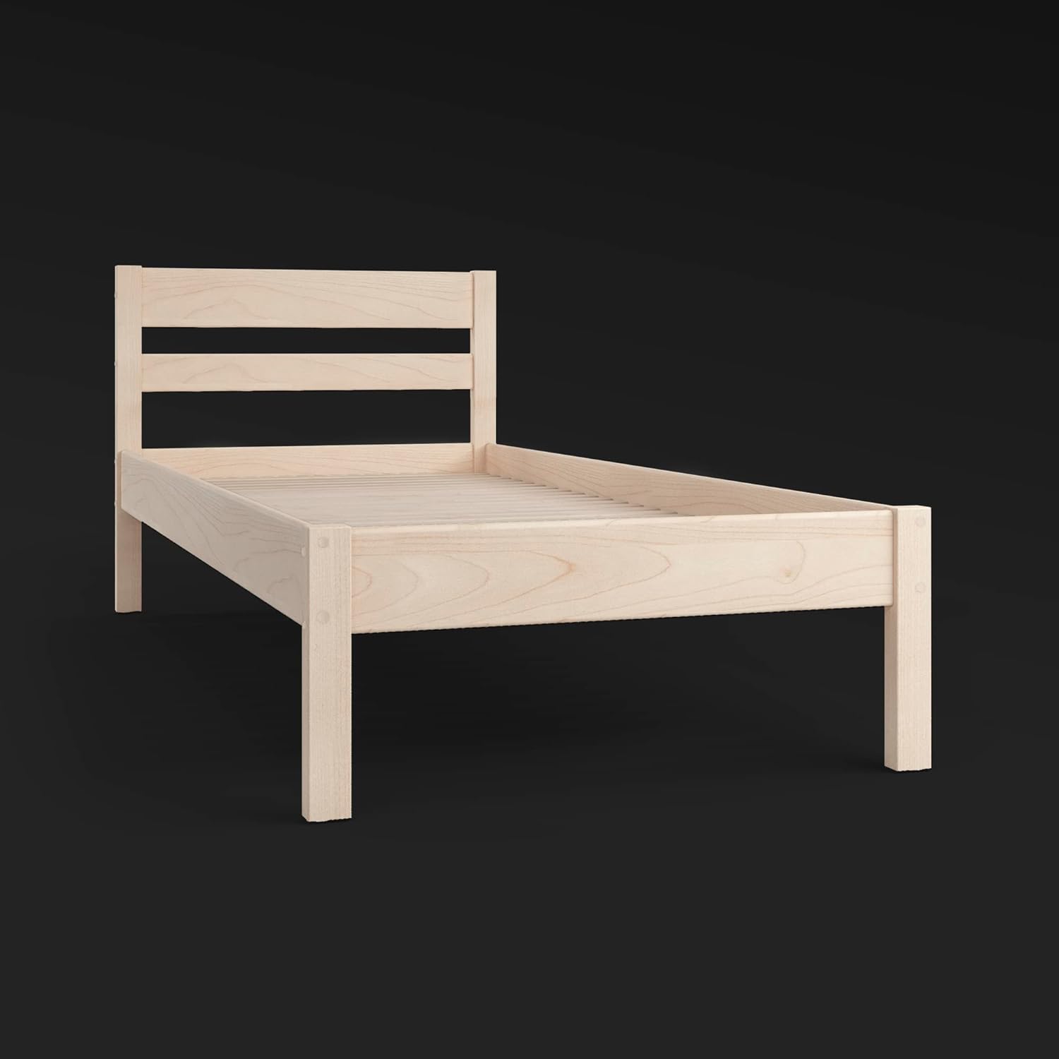 Lit en bois 90 x 190 cm Kaja Scandi Style avec sommier à lattes en bois massif de bouleau FSC non traité - plus de 700 kg - Cadre de lit simple avec tête de lit - Lit pour enfant lit pour adolescent