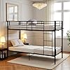 90x200 cm Cadre de Lit Superposé en Métal Mezzanine 2 Places Lits Sommier à Lattes pour Adulte - Noir