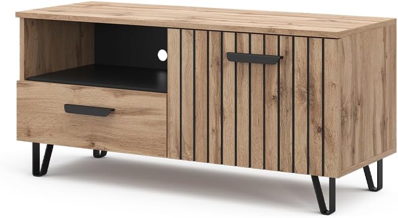 Meuble TV Amber, Marron/Marron, 100.2 x 48.5 cm avec tiroir et Porte