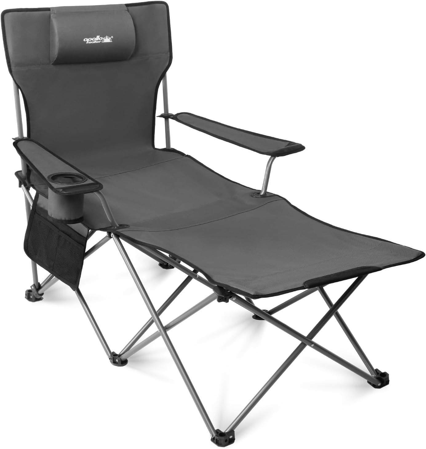 Chaise Pliante Camping – Chaise Pliante Exterieur 6 Points d'appui - Pieds, inclinable de 90° à 135°, transat de Plage Pliable, Livré avec Un Oreiller Amovible et Un Sac de Transport