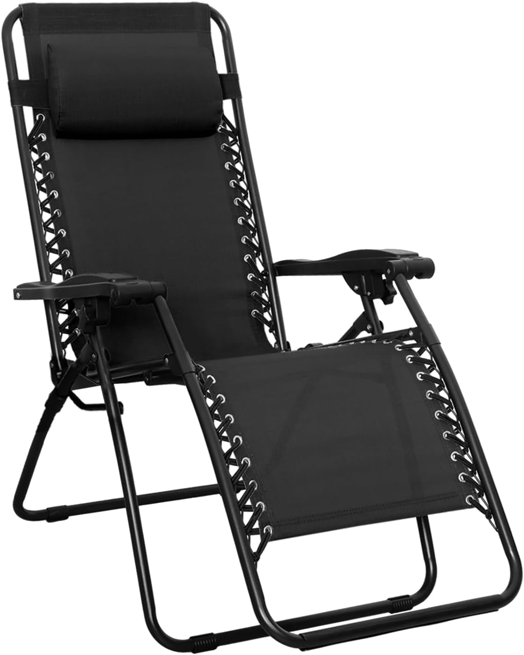 Chaise de camping pliable zéro gravité, Noir, 90 x 66 x 110 cm