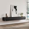 Meuble TV Suspendu Flottant 200 cm, Centre de Divertissement Mural Moderne avec 3 tiroirs, Bois Massif, chêne Noir, entièrement assemblé