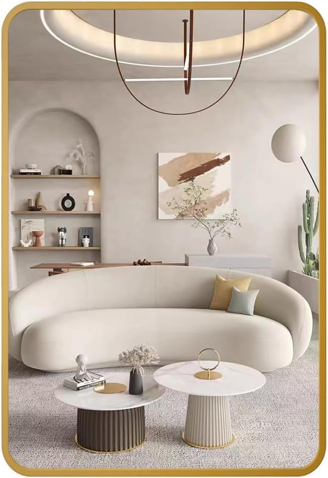 Miroir Mural Cadre, Cadre de 55x75 cm, Cadre rectangulaire, Style Moderne, Miroir de Salle de Bain en Verre brossé Design Profond Doré